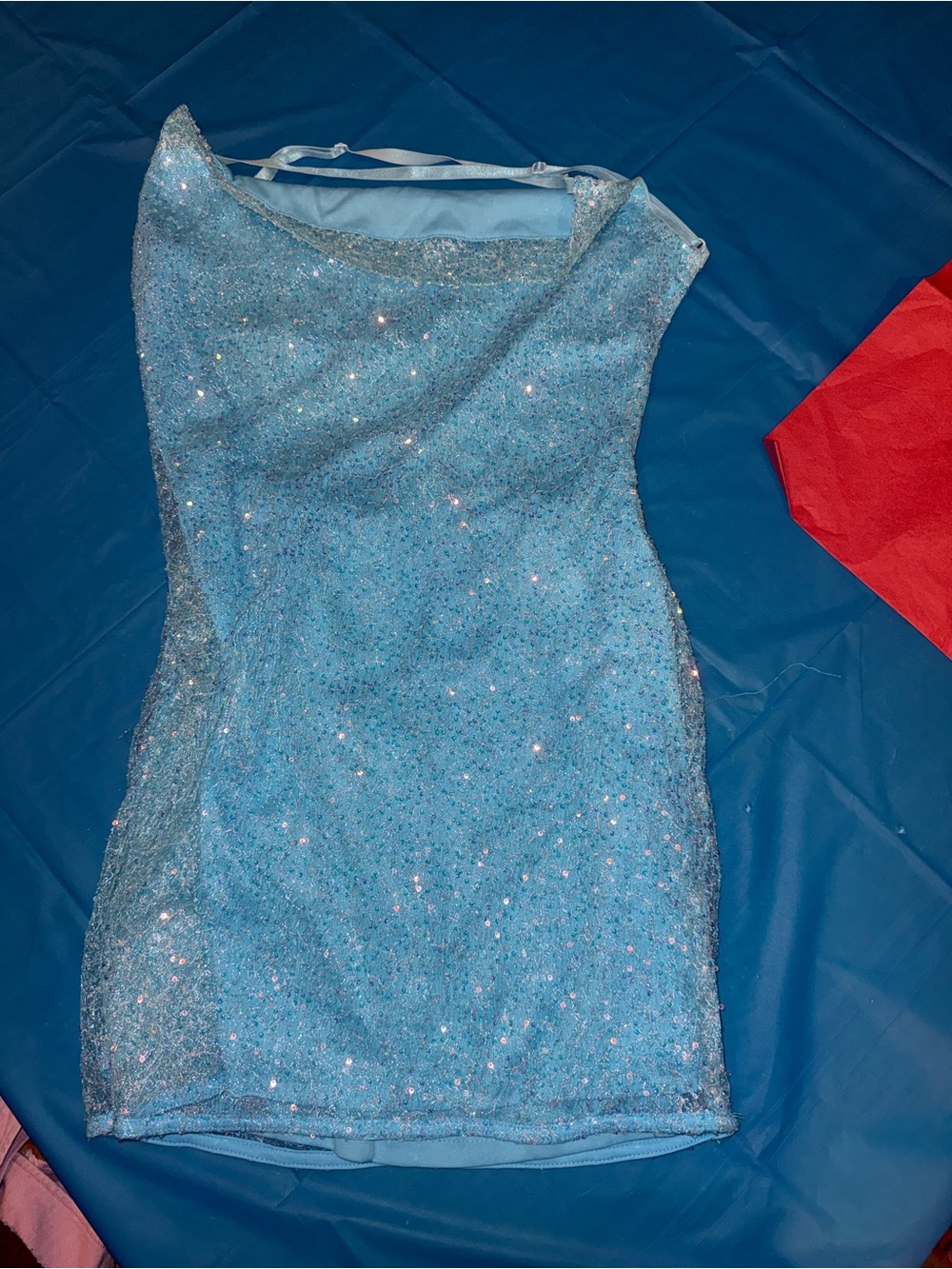 SHEIN Sparkling Light Blue Mini Dress